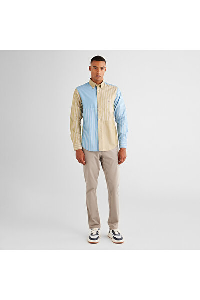 Gant Erkek Mavi Regular Fit Düğmeli Yaka Çizgili Gömlek