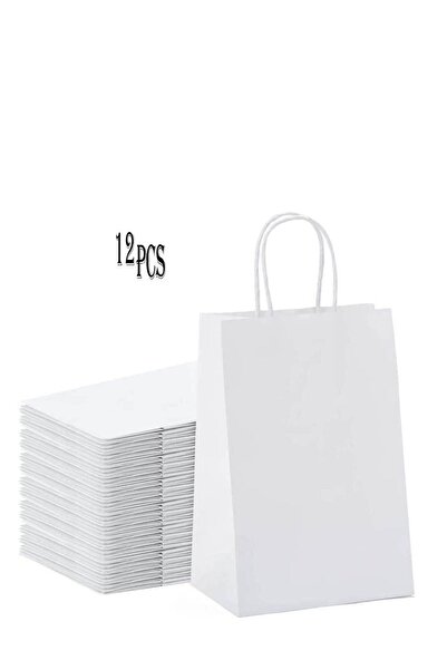 co arma 12-Piece Paper Gift Bags With Handle Set White