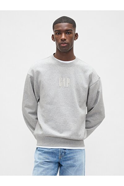 GAP Erkek Gri Heavyweight Oversized Logo Sweatshirt