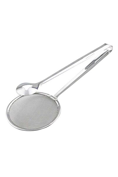 Generic Mesh Spoon Fried Food Oil Strainer With Clip Silver