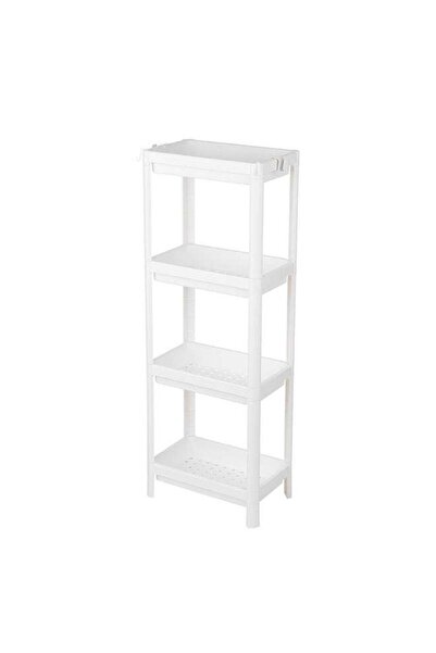 Generic رف تخزين منظم للحمام بإطار مجوف من 4 طبقات، أبيض، 114.5 × 34.5 سم