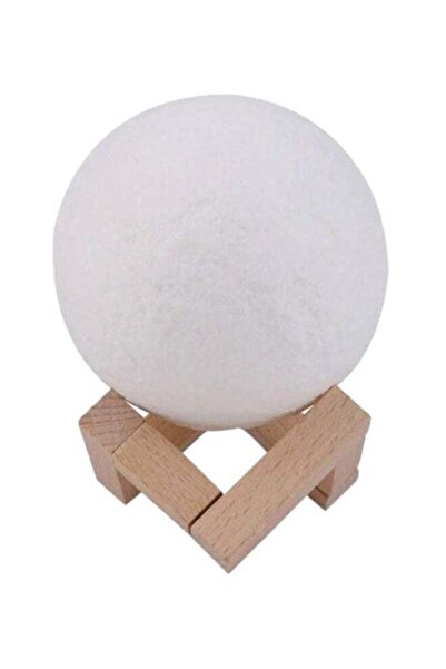 Generic 3D Printed LED Moon Light Lamp White/Yellow 8cm