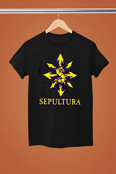 MAGORS تيشيرت روك من القطن بأكمام قصيرة وطبعة SEPULTURA