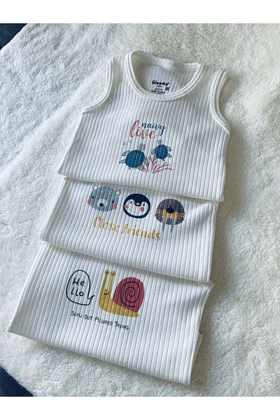 Gleamy Organic 100% Cotton Breathable Fabric 3-Piece Baby Zibin Set Mixed Patterned Body