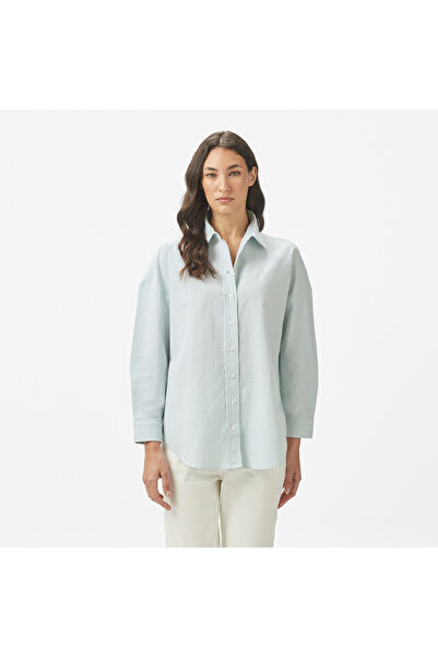 Nautica Kadın Yeşil Regular Fit Çizgili Gömlek