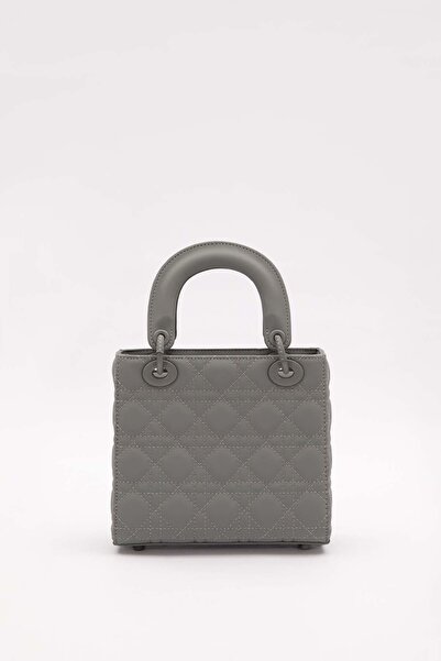 Levidor Gray Square Accessory Detailed Handbag