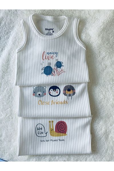 Gleamy Organic 100% Cotton Breathable Fabric 3-Piece Baby Zibin Set Mixed Patterned Body