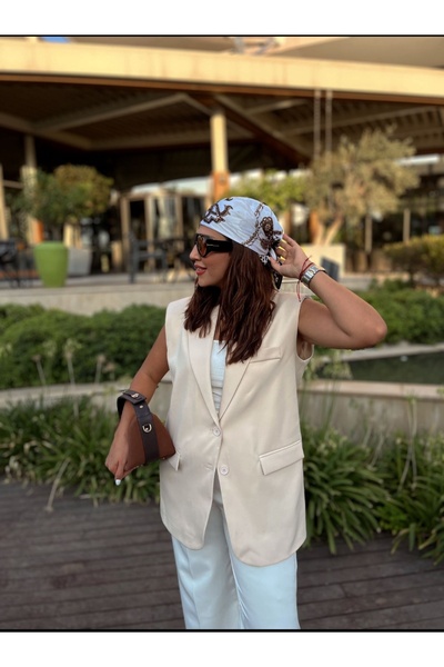 PARKDERİN Plus Size, Lined, Shoulder Padded, Cotton Mixed, Vest