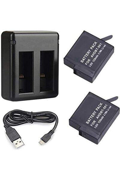 Other لكاميرا GoPro Hero 5 Black AHDBT-501 - بطاريتان وشاحن بطارية مزدوج USB