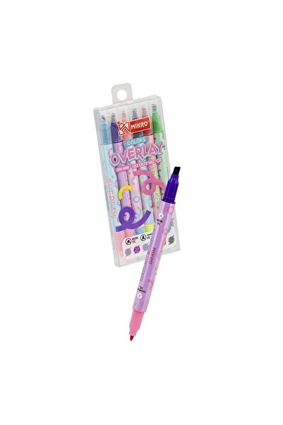 Mikro MK-606 OVERLAY FOSFORLU KALEM ÇİFT UÇLU 6'LI 1 SET