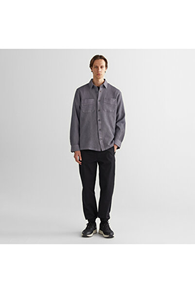 Gant Erkek Gri Oversize Fit Gömlek Yaka Ekose Gömlek