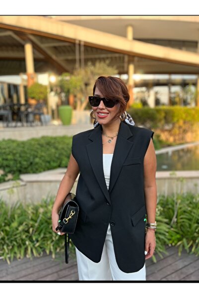 PARKDERİN Plus Size, Lined, Shoulder Padded, Cotton Mixed, Vest