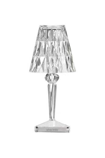 sharpdo Touch Control Crystal Table Lamp With Dual USB Charging Ports Clear