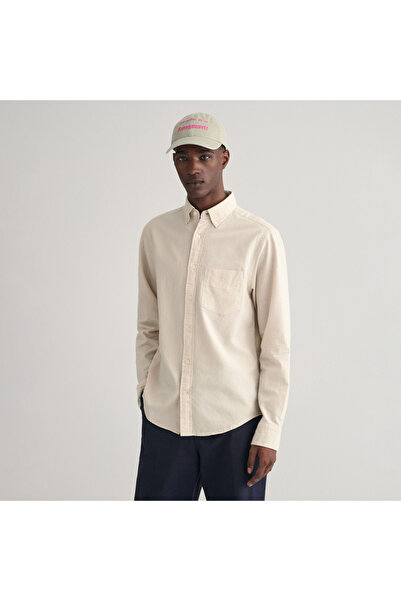 Gant Erkek Bej Regular Fit Düğmeli Yaka Oxford Gömlek