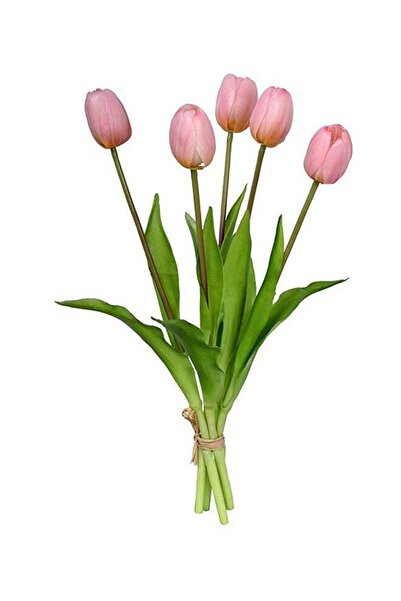 Yatai زهور توليب صناعية من البولي يوريثين، 5 قطع، وردية، 39×3×5 سم