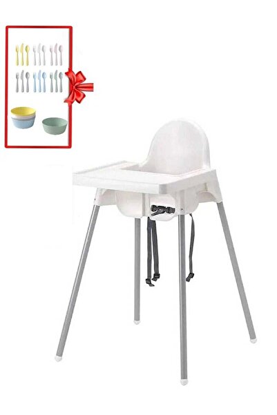 Arma طقم كرسي مرتفع قابل للتعديل مع صينية وأدوات طعام وحزام أمان للأطفال