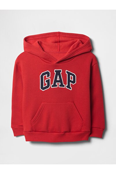 GAP Boy's Red Relaxed Logo Hooded Sweatshirt