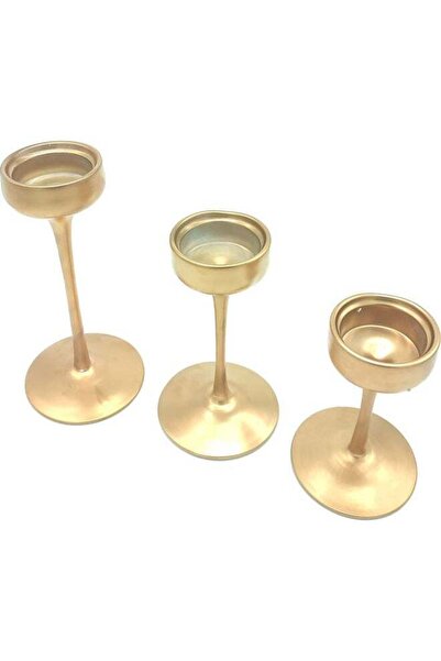 Generic 3-Piece Candle Holder Set Gold 25x20x17cm