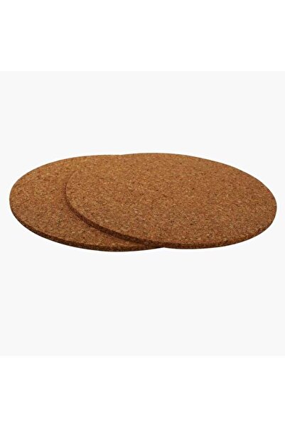 Home Box طقم قواعد أكواب من الفلين دائري الشكل، قطعتان، بني، 19 سم