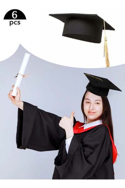 Arma قبعة تخرج سوداء للجنسين مع هامش ذهبي قابلة للتعديل