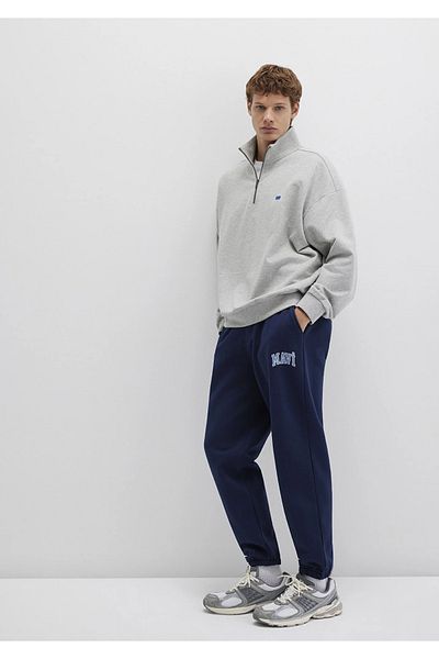 Mavi Logo Printed Navy Blue Sweatpants Loose / Regular Waist / Elastic Leg 0010207-70497