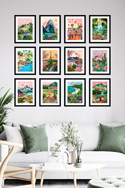 woodsia Set de pictură din lemn MDF cu aspect cadru, 12 piese SET1008