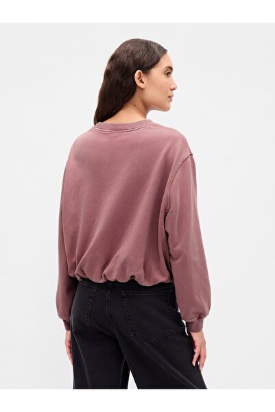 GAP Kadın Pembe Heavyweight Fransız Havlu Kumaş Balon Sweatshirt