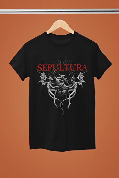 MAGORS تيشيرت روك من القطن بأكمام قصيرة وطبعة SEPULTURA