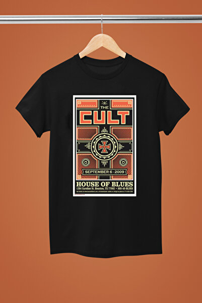 MAGORS تيشيرت روك من القطن المطبوع بأكمام قصيرة وقصة عادية