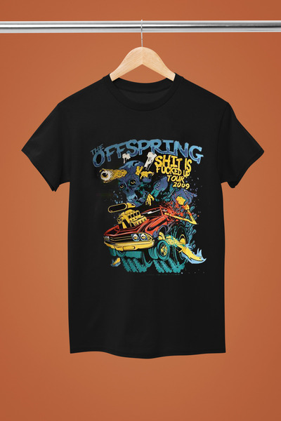 MAGORS تيشيرت روك من القطن المطبوع بأكمام قصيرة وقصة عادية من ذا أوفسبرينج