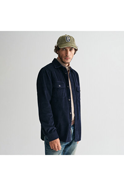 Gant Erkek Lacivert Regular Fit Düğmeli Yaka Gömlek