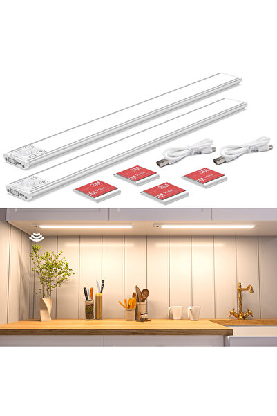 wobsion Lampă LED pentru dulap cu senzor de mișcare, reîncărcabilă USB 2200 m...