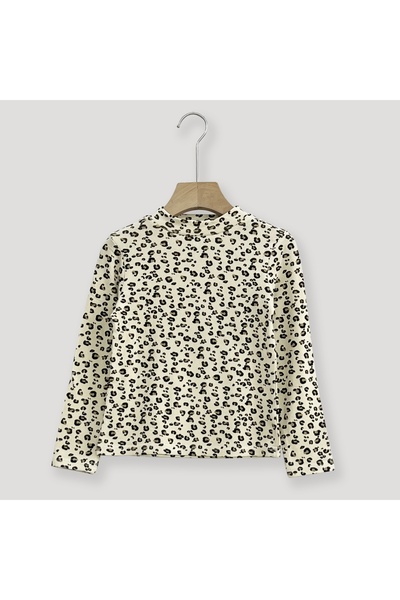 SETTY KOOP Girls’ Leopard Print Long Sleeve Top – Casual T-Shirt Blouse for Kids