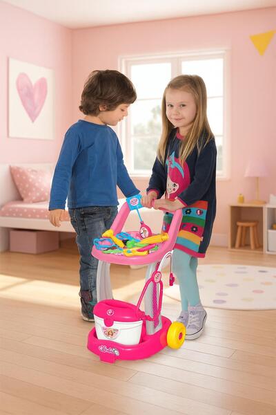 hak-iş oyuncak Dede 10 Parça Oyuncak Doktor Servis Arabası – Pembe Çocuk Dokt...