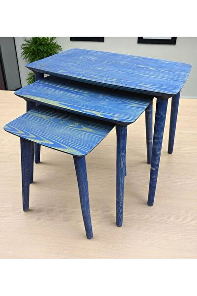 Naturel Kitchen 3’LÜ AĞAÇ ZİGON SEHPA SETİ ŞIK VE FONKSİYONEL TASARIM