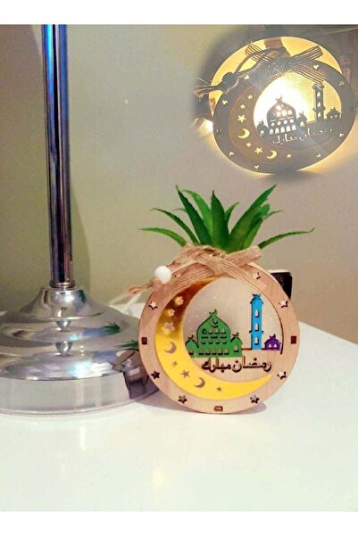 Arma قلادة خشبية ليد زينة رمضانية مكتوب عليها عبارة رمضان كريم