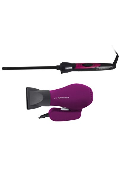 ESPERANZA Set Ondulator de par - Laura cu tambur 10 mm si uscator de par Aurora cu maner p