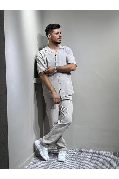 blayn jeans Shirt Pants Men's Linen Suit Oversize Fit