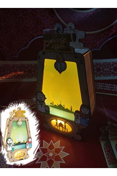 Arma فانوس رمضان خشبي معلق للزينة