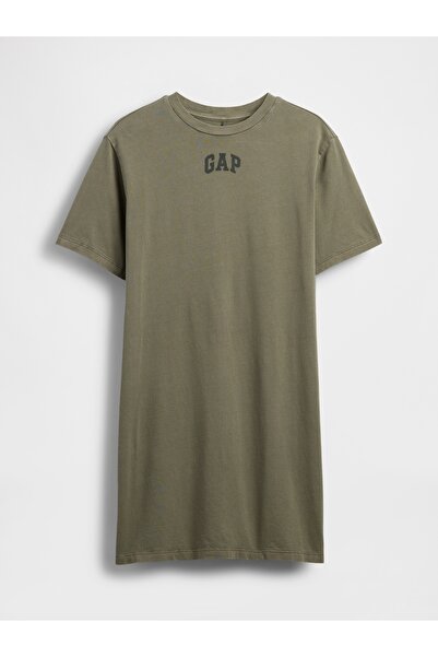 GAP Kadın Yeşil Logo Relaxed T-Shirt Elbise