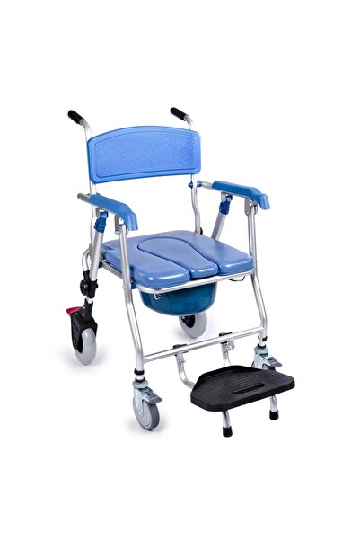 Comfort Plus Tuvaletli Tekerlekli Sandalye | Katlanır Alüminyum Gövde, Klozete Yanaşabilir DM-69U