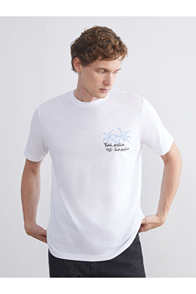 LC Waikiki RMZ GİYİM FARKIYA تي شيرت رجالي من القطن الممشط مطبوع عليه ياقة روبا