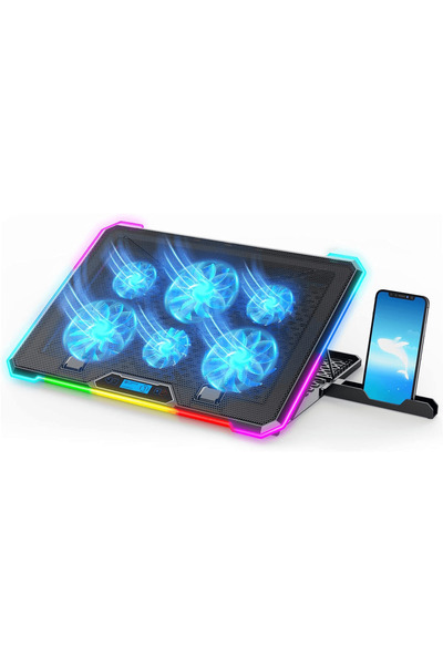 Elindor Cooler Gaming RGB Laptop, 15.6-17.3", 9 Speeds, LED, LCD, 2 USB, Black