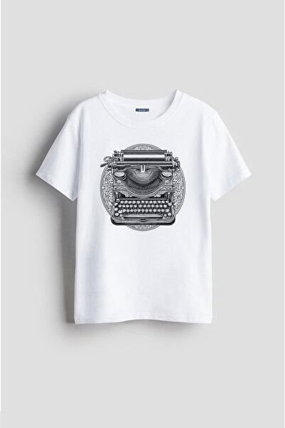 Darkia تي شيرت للأطفال مطبوع عليه تصميم خاص بتصميم مخصص من آلة الكتابة الكلاس...