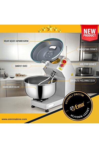 Emir Endüstriyel Mutfak Emir 15-25 Kg Hamur Yoğurma Makinesi Kapaklı Yeni Model