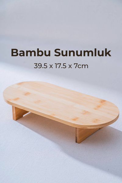 OneHouse Oval Presentation Plate with Bamboo Legs - 39.5 X 17.5 X 7cm