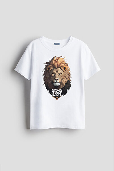 Darkia تي شيرت للأطفال للجنسين بتصميم مخصص مطبوع عليه أسد أسد