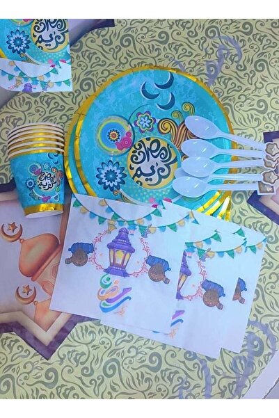 Arma 42-piece set of paper plates and cups for Ramadan, with a Ramadan Kareem...