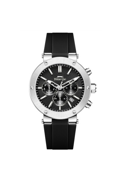 Slazenger Sl.09.2564.2.01 Silicone Cord Steel Case 10 Atm Water Resistant Black Color Men Wristwatch