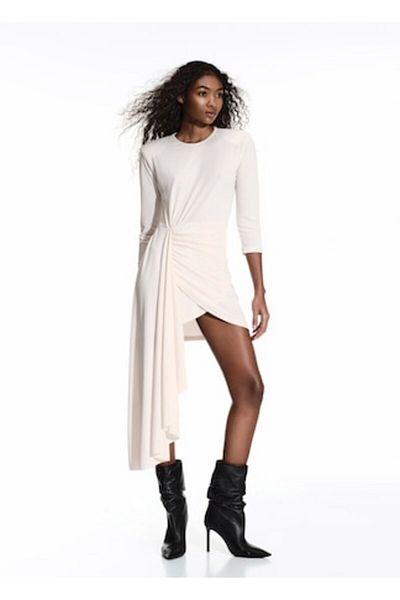 LUMİNA Short elegant asymmetrical dress, size M, beige color,